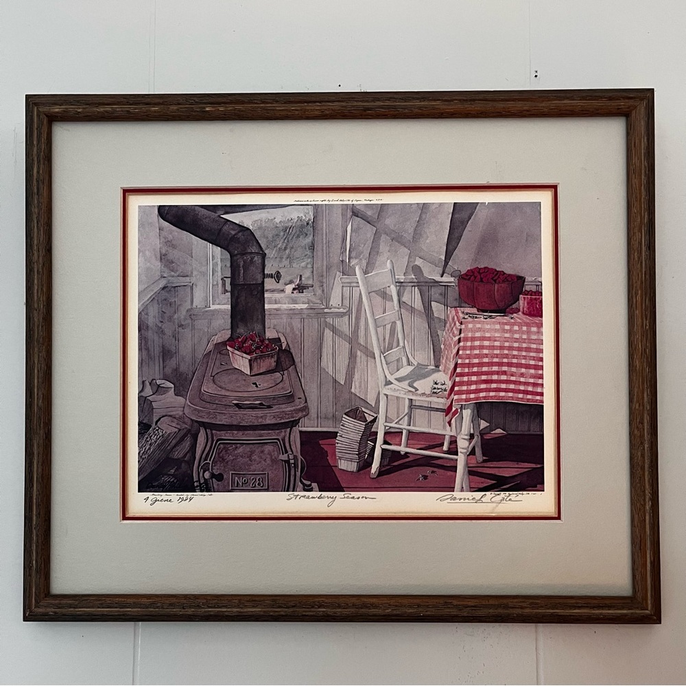 Vintage Daniel phillip cote signed strawberry kitchen art print
